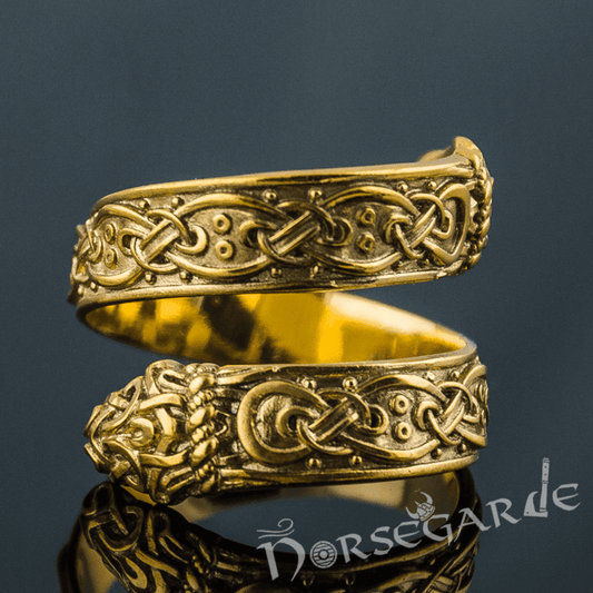 Handcrafted Ornamental Jormungandr Band - Gold