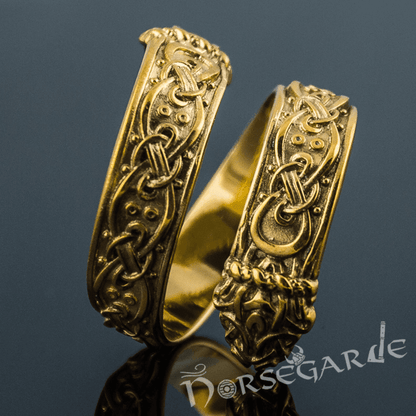 Handcrafted Ornamental Jormungandr Band - Gold
