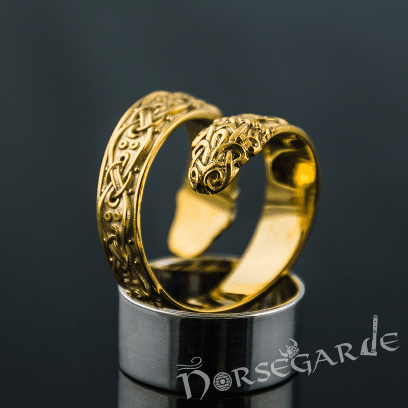 Handcrafted Ornamental Jormungandr Band - Gold