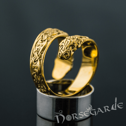 Handcrafted Ornamental Jormungandr Band - Gold