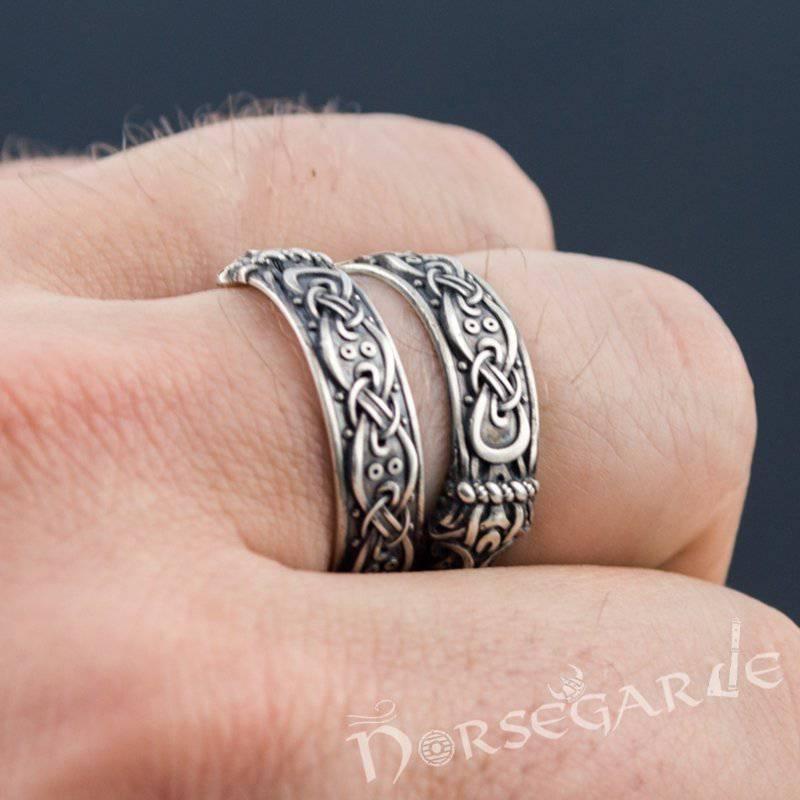 Handcrafted Ornamental Jormungandr Band - Sterling Silver