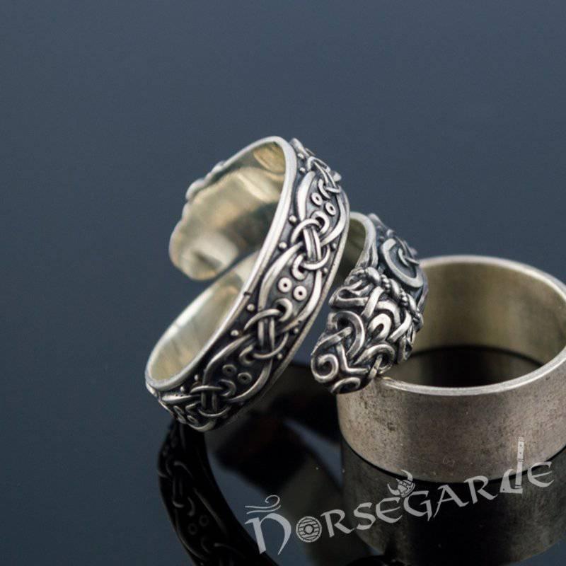 Handcrafted Ornamental Jormungandr Band - Sterling Silver