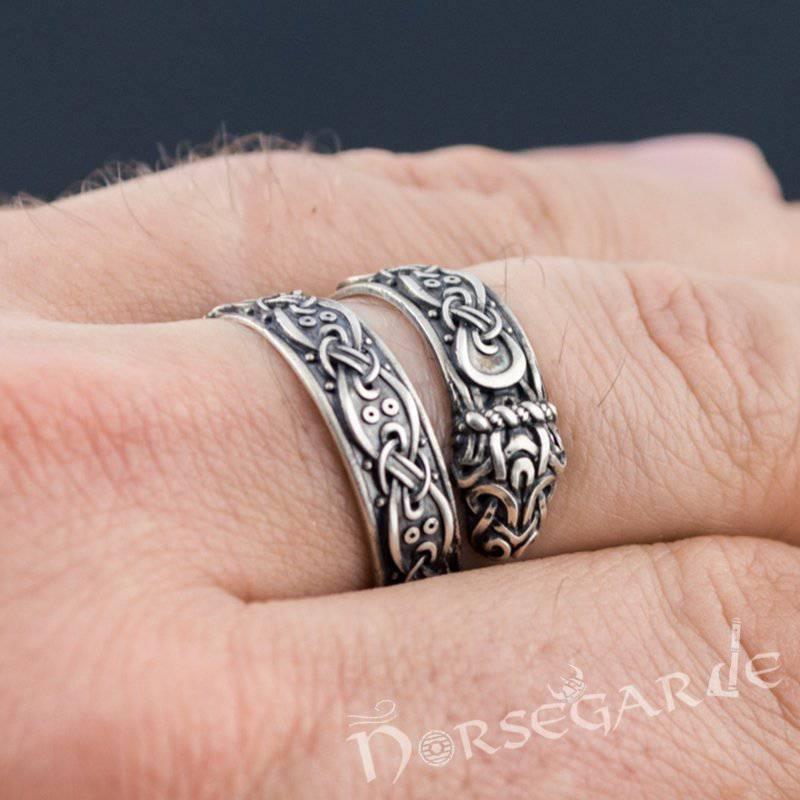 Handcrafted Ornamental Jormungandr Band - Sterling Silver