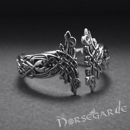 Handcrafted Perched Ravens Band - Sterling Silver