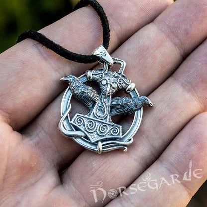 Handcrafted Perched Ravens Scania Mjölnir - Sterling Silver