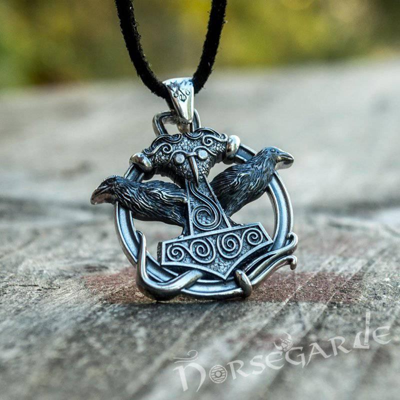 Handcrafted Perched Ravens Scania Mjölnir - Sterling Silver