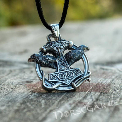 Handcrafted Perched Ravens Scania Mjölnir - Sterling Silver