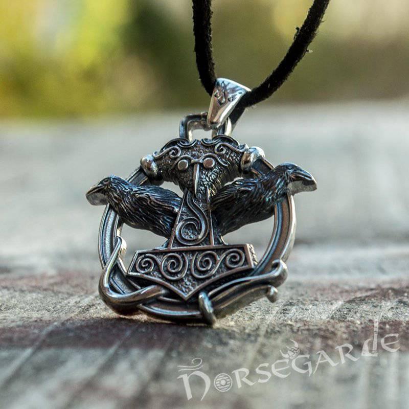 Handcrafted Perched Ravens Scania Mjölnir - Sterling Silver