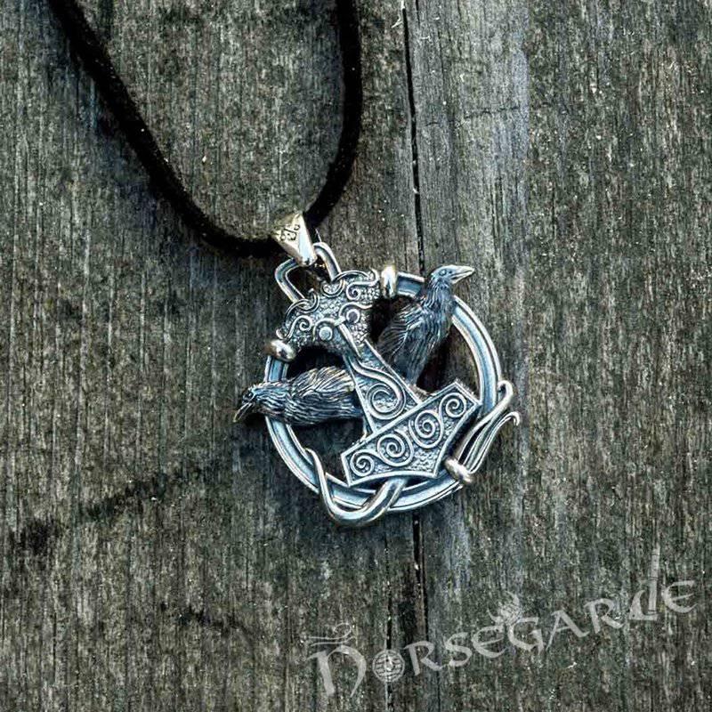 Handcrafted Perched Ravens Scania Mjölnir - Sterling Silver