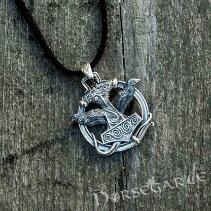 Handcrafted Perched Ravens Scania Mjölnir - Sterling Silver