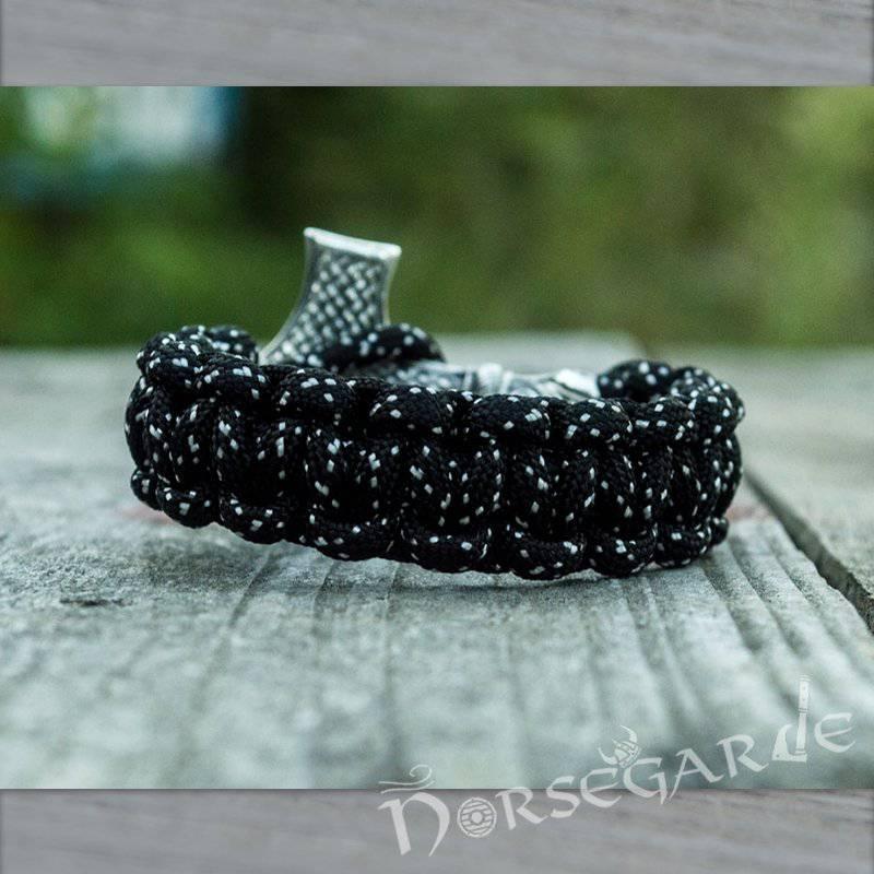 Handcrafted Polka Paracord Bracelet with Large Mjölnir - Sterling Silver