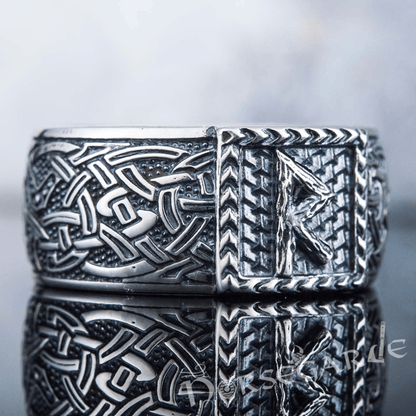 Handcrafted Raido Rune Borre Ornament Band - Sterling Silver