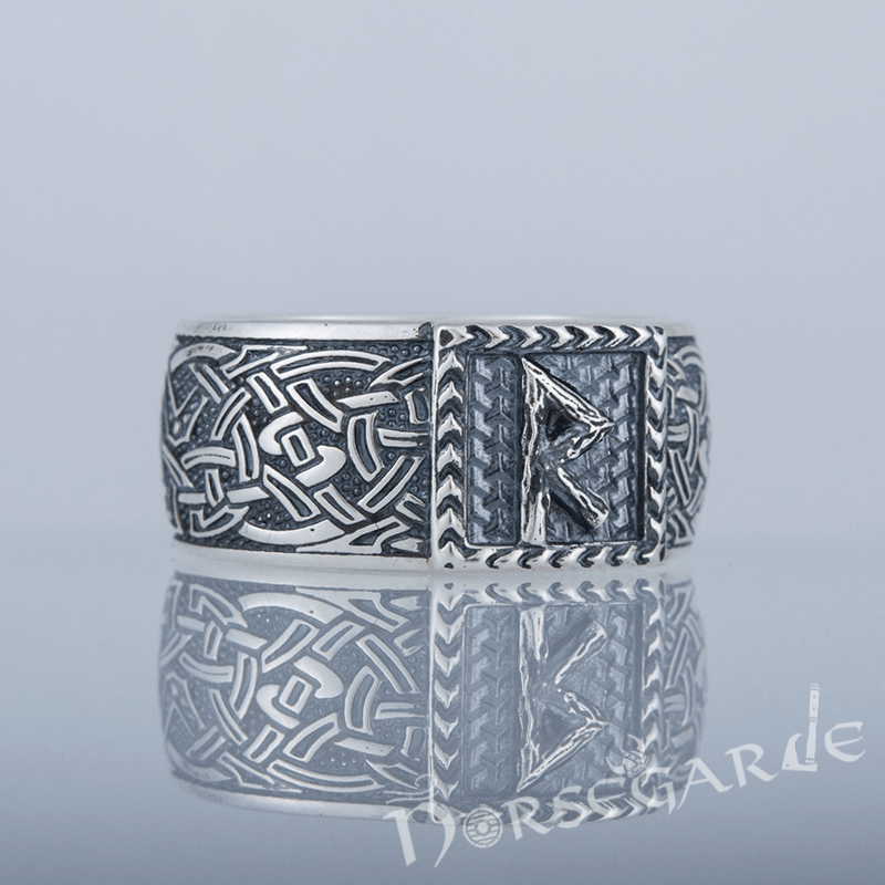 Handcrafted Raido Rune Borre Ornament Band - Sterling Silver
