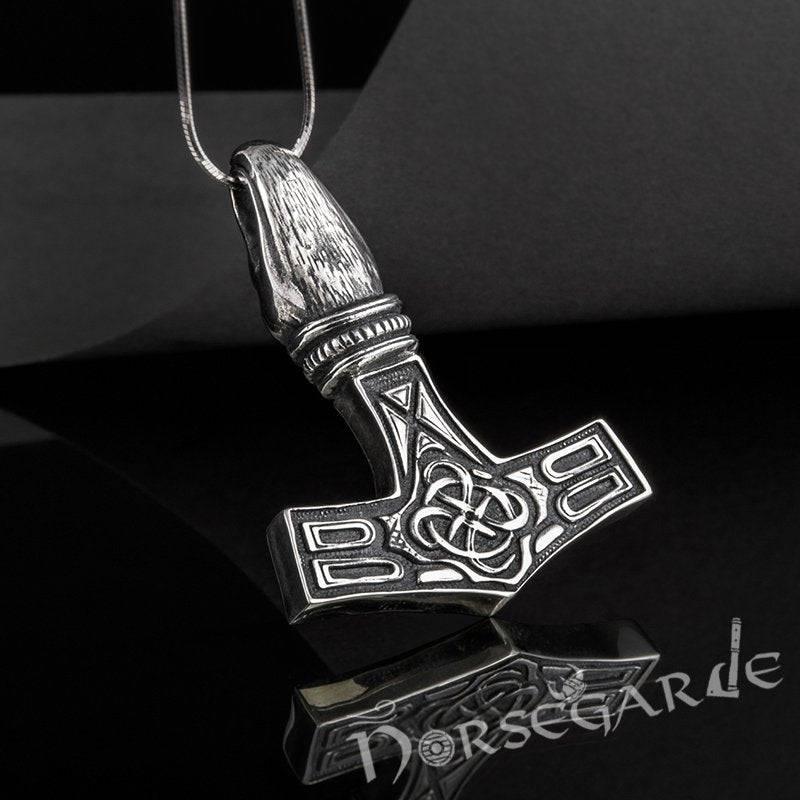 Handcrafted Raven Head Mjölnir - Sterling Silver