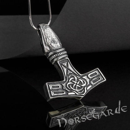 Handcrafted Raven Head Mjölnir - Sterling Silver