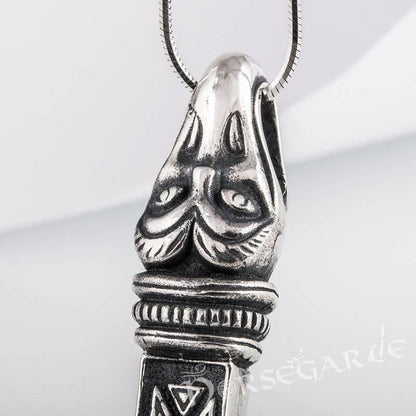 Handcrafted Raven Head Mjölnir - Sterling Silver