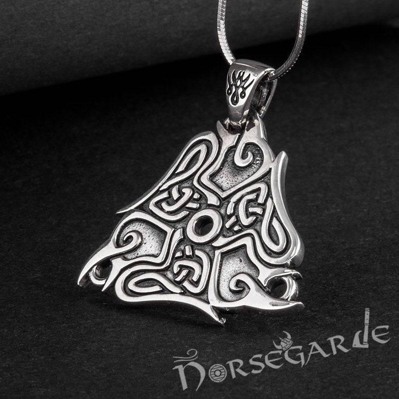 Handcrafted Raven Ornament Pendant - Sterling Silver