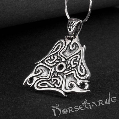 Handcrafted Raven Ornament Pendant - Sterling Silver