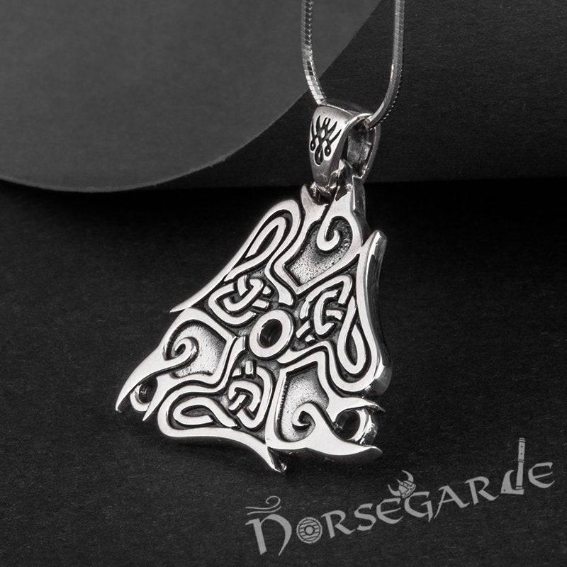 Handcrafted Raven Ornament Pendant - Sterling Silver