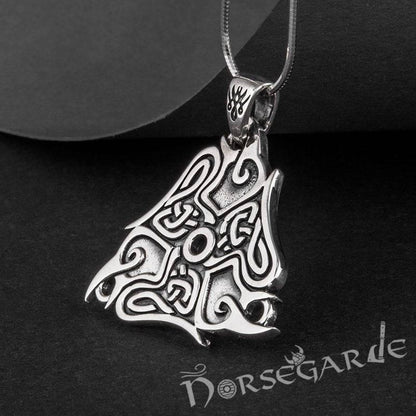 Handcrafted Raven Ornament Pendant - Sterling Silver
