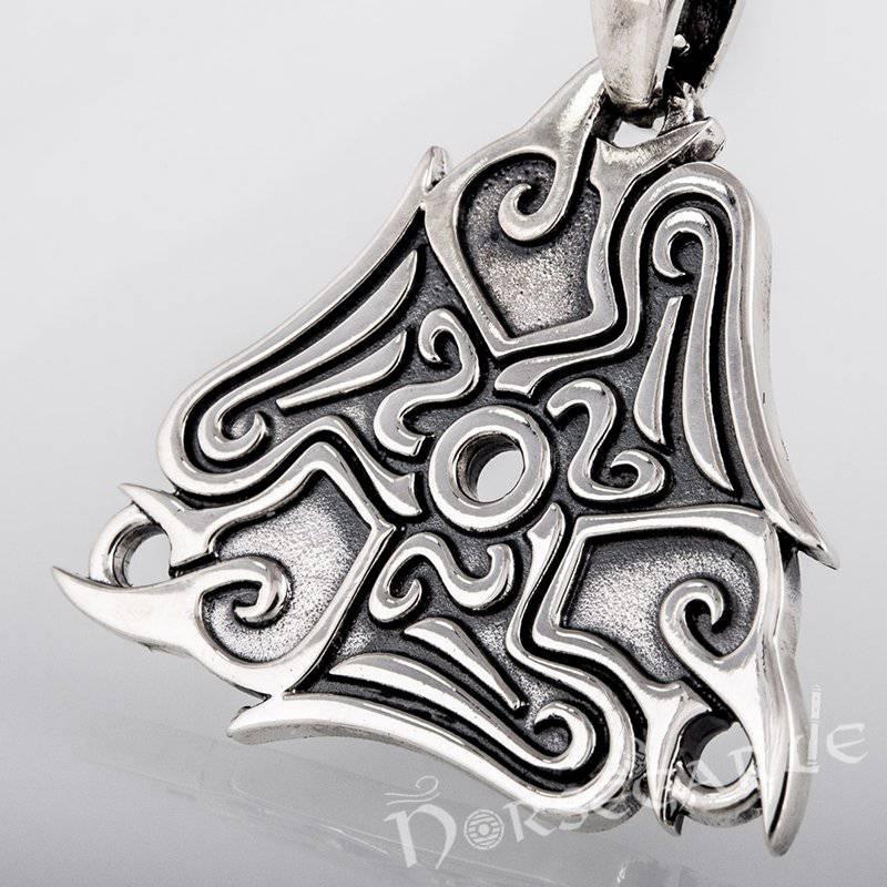 Handcrafted Raven Ornament Pendant - Sterling Silver