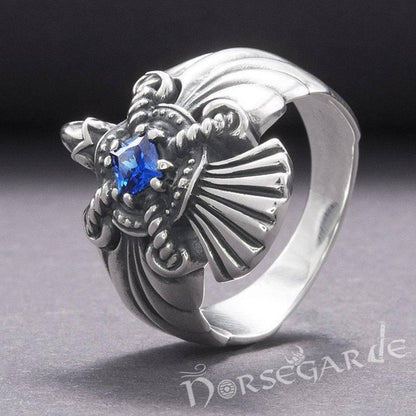 Handcrafted Raven's Flight Gemmed Ring - Sterling Silver