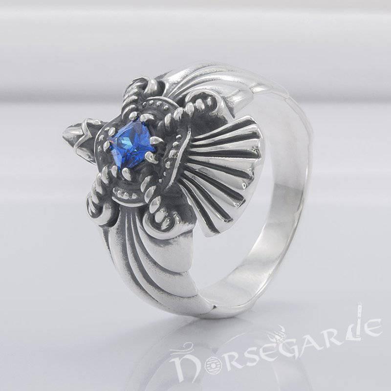 Handcrafted Raven's Flight Gemmed Ring - Sterling Silver