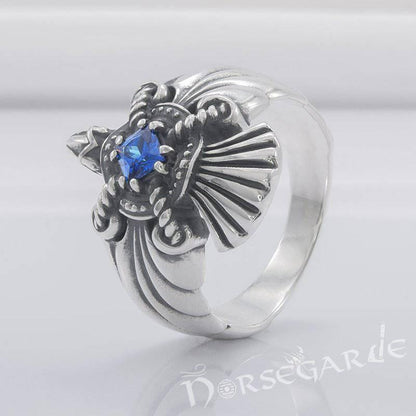 Handcrafted Raven's Flight Gemmed Ring - Sterling Silver