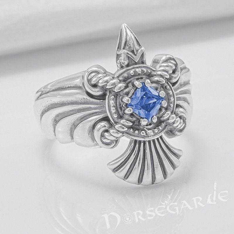 Handcrafted Raven's Flight Gemmed Ring - Sterling Silver