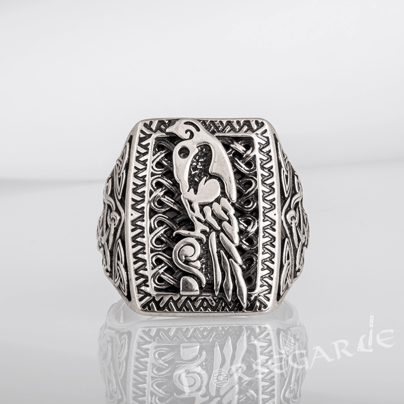 Handcrafted Raven's Foresight Signet Ring - Sterling Silver