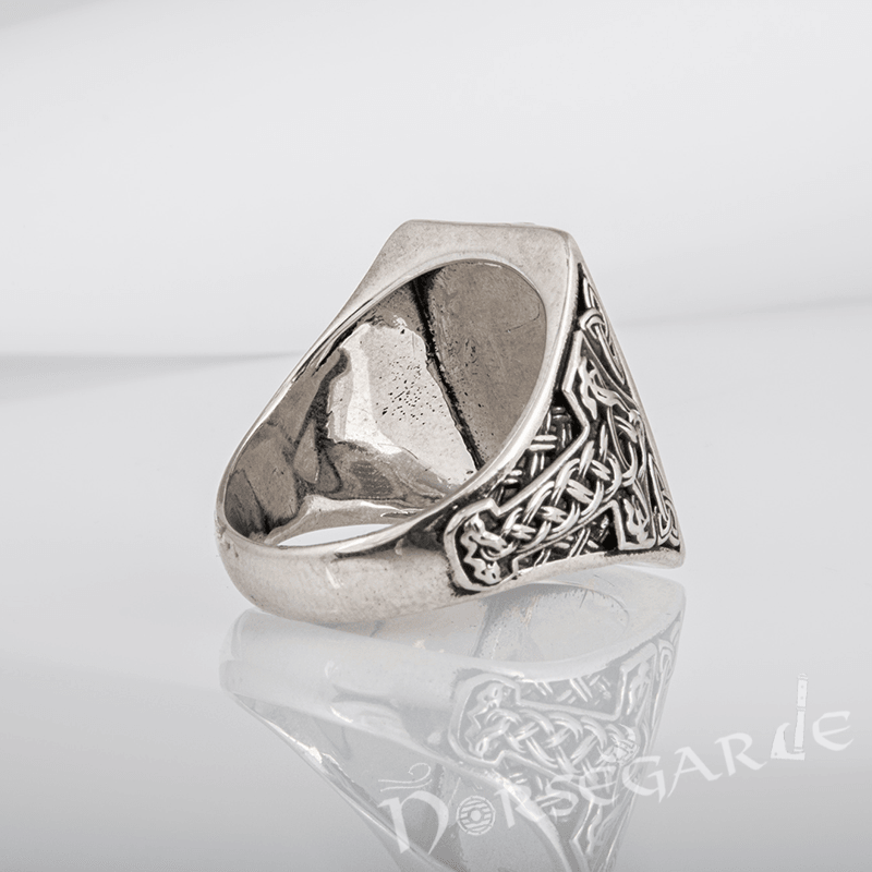 Handcrafted Raven's Foresight Signet Ring - Sterling Silver