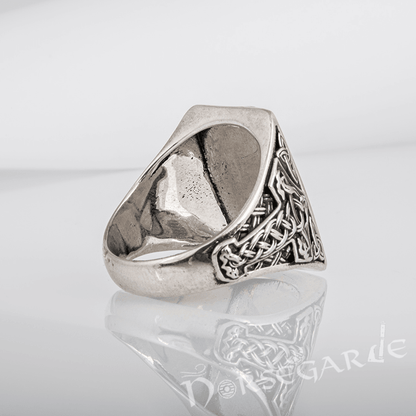 Handcrafted Raven's Foresight Signet Ring - Sterling Silver