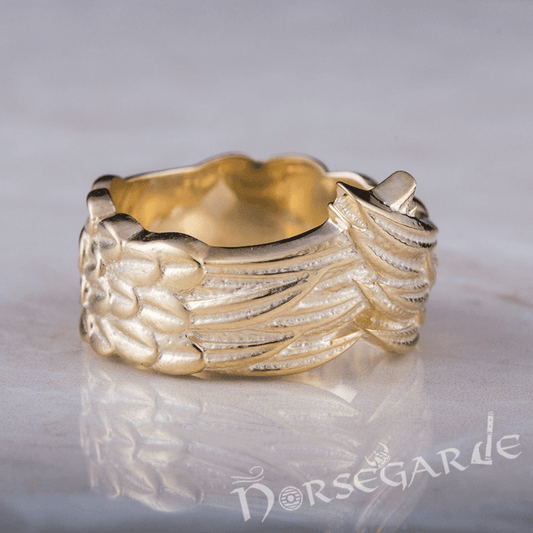 Handcrafted Raven Wing Ring - Gold