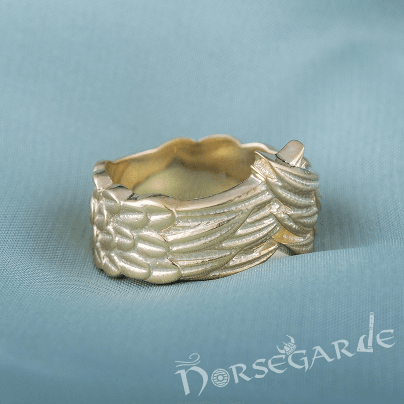 Handcrafted Raven Wing Ring - Gold