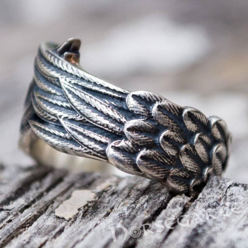 Handcrafted Raven Wing Ring - Sterling Silver