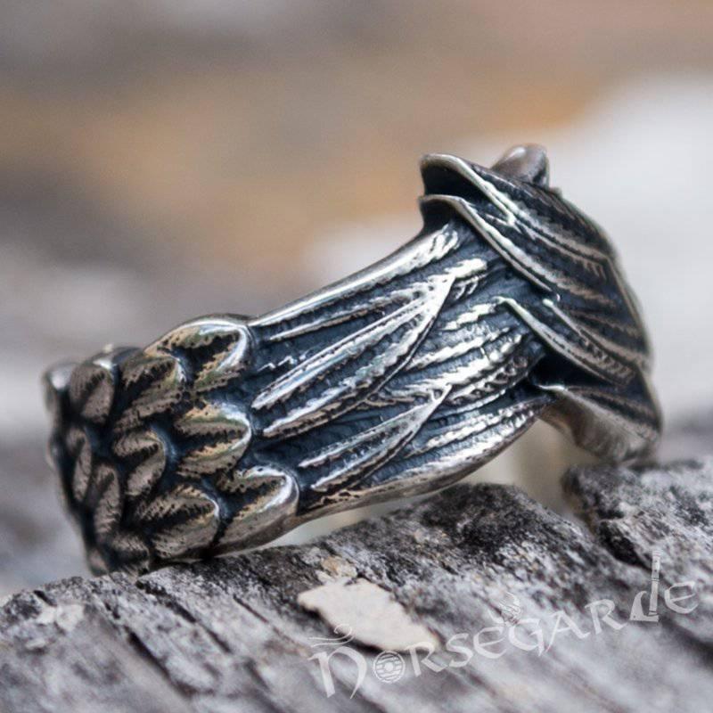 Handcrafted Raven Wing Ring - Sterling Silver