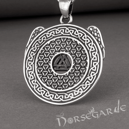 Handcrafted Ravens and Valknut Pendant - Sterling Silver