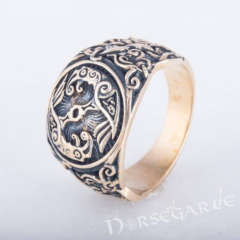 Handcrafted Ravens Mammen Style Ring - Bronze