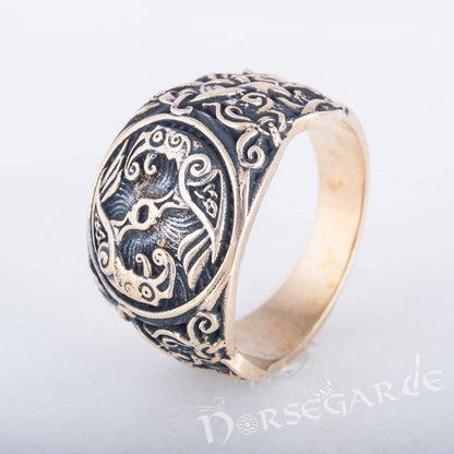 Handcrafted Ravens Mammen Style Ring - Bronze