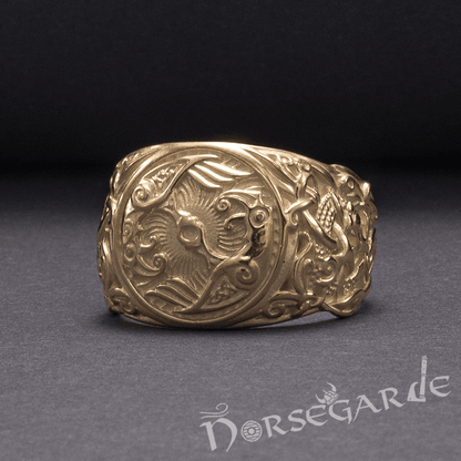 Handcrafted Ravens Mammen Style Ring - Gold