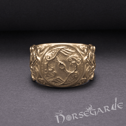 Handcrafted Ravens Mammen Style Ring - Gold