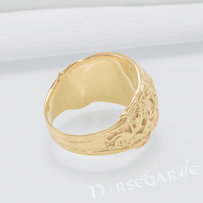 Handcrafted Ravens Mammen Style Ring - Gold