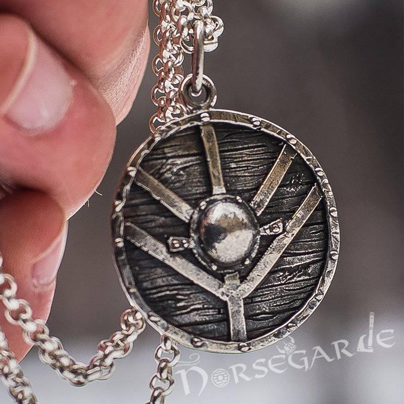 Handcrafted Reinforced Shield Pendant - Sterling Silver