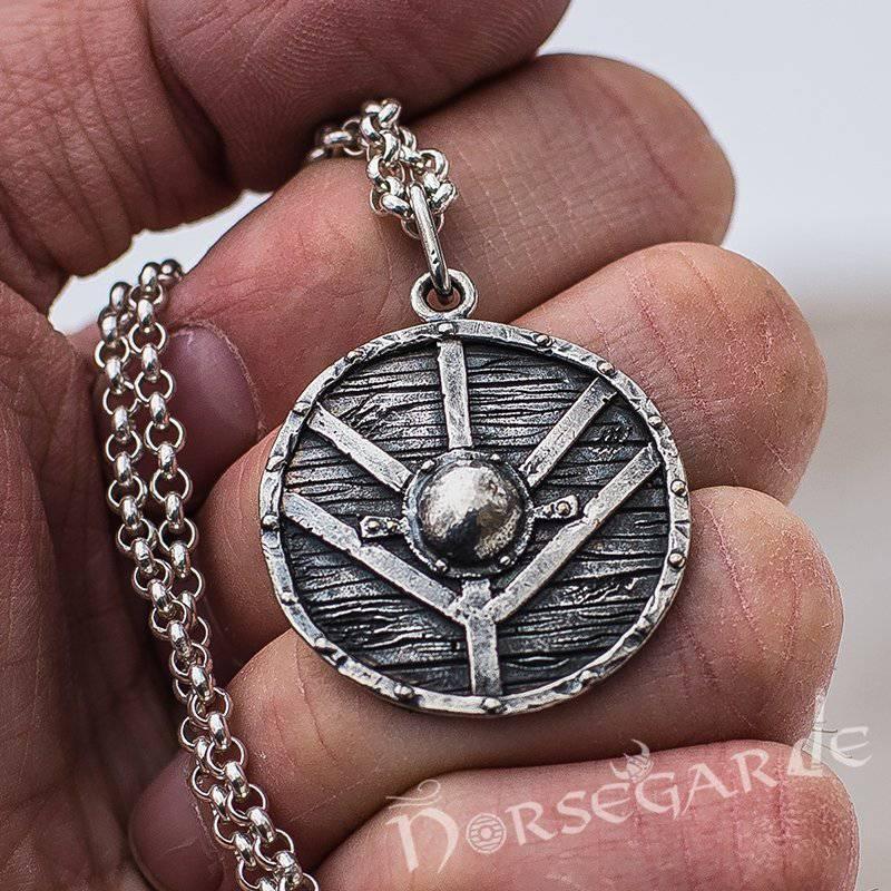 Handcrafted Reinforced Shield Pendant - Sterling Silver