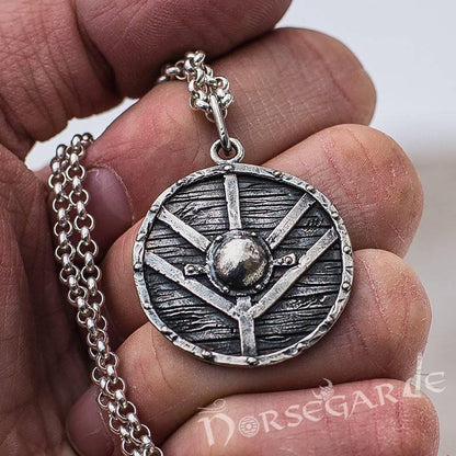 Handcrafted Reinforced Shield Pendant - Sterling Silver