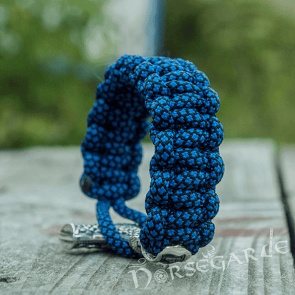 Handcrafted River Paracord Bracelet with Large Mjölnir - Sterling Silver