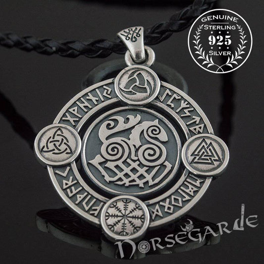 Handcrafted Rune Circle with Sleipnir - Sterling Silver