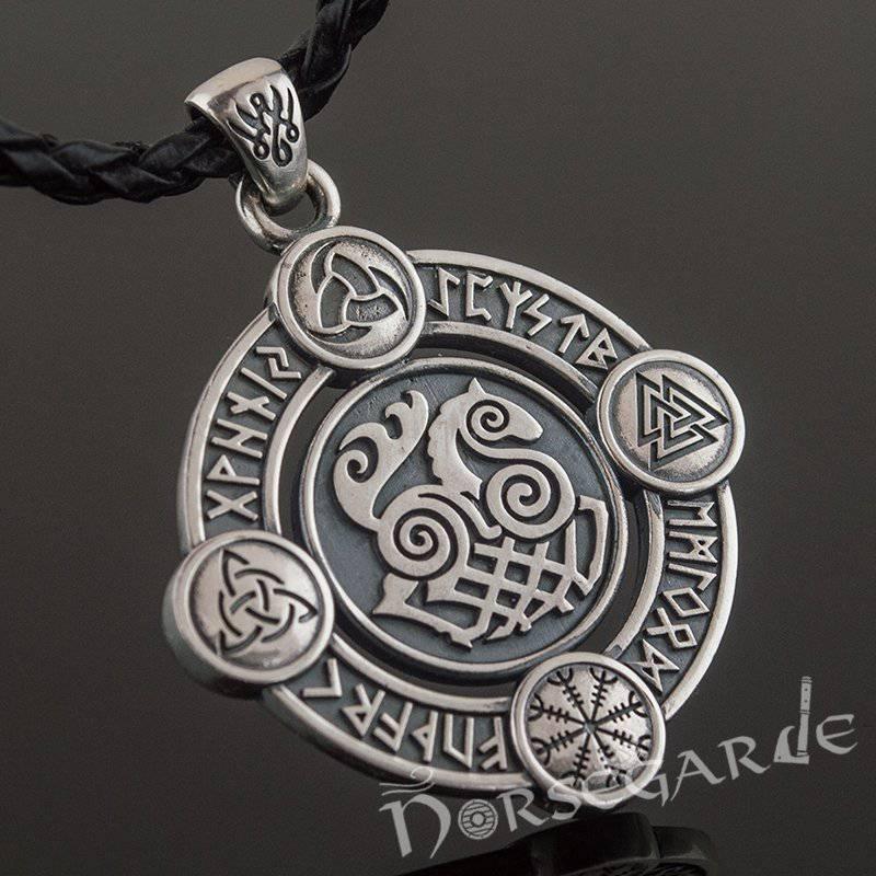 Handcrafted Rune Circle with Sleipnir - Sterling Silver