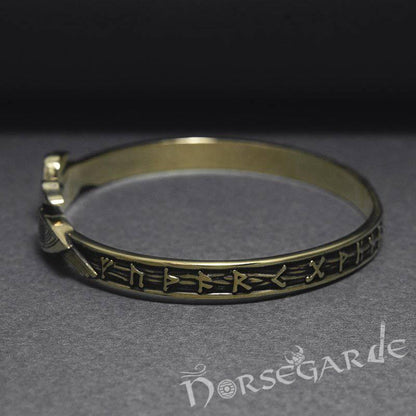 Handcrafted Runes and Ravens Arm Ring - Bronze