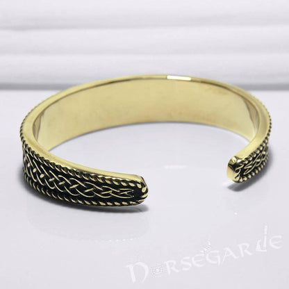 Handcrafted Runes and Valknut Arm Ring - Bronze